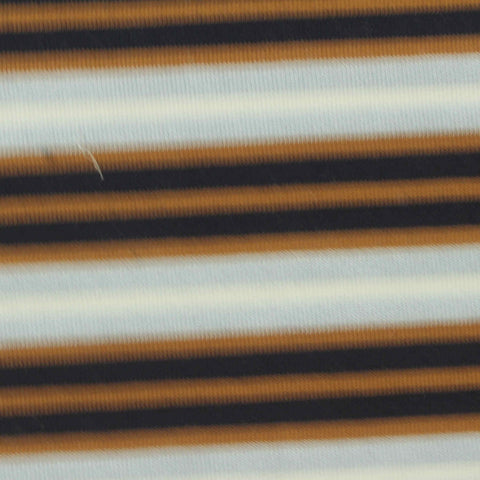 Navy Horizontal-Stripe French Terry, Poly-Cotton, 260 gsm