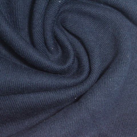 Brushed Cotton Polyester French Terry Fabric, 320 gsm, 165 cm — Navy