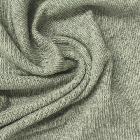 Green Marl Rib Knit, Cotton, 170 gsm