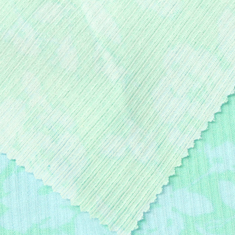 Mint Tone-on-Tone Floral Rib Knit, Viscose-Poly