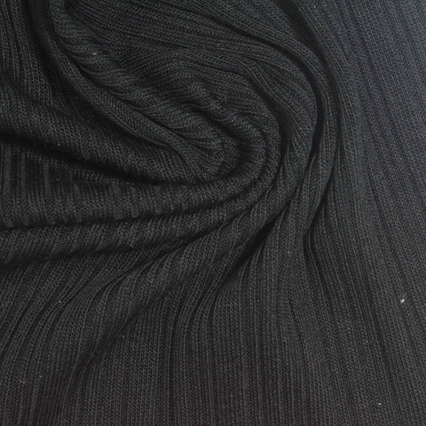 Tencel Lyocell Stretch Rib Knit Fabric, 290 gsm — Black