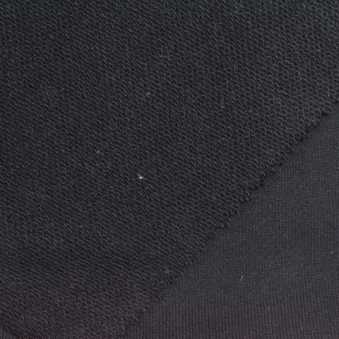 Cotton Polyester French Terry Fabric, 330 gsm, 180 cm — Black