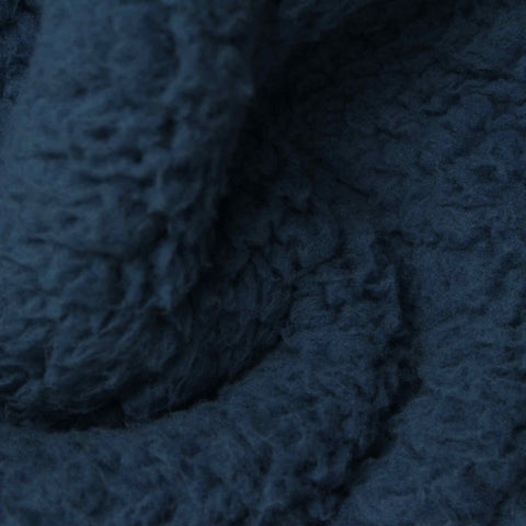 100% Polyester Sherpa Fleece Fabric, 305 gsm, 195 cm — Navy
