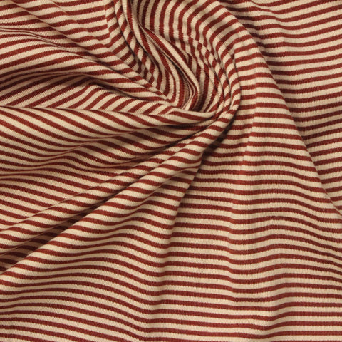 Red Horizontal-Stripe Jersey Knit, Polyester, 135 gsm