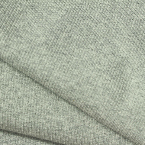 Light Grey Marl Rib Knit, Cotton, 390 gsm
