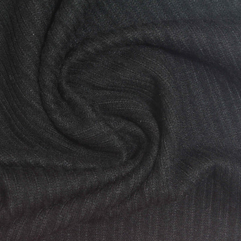 Black Fine-Stripe Rib Knit, Poly-Viscose