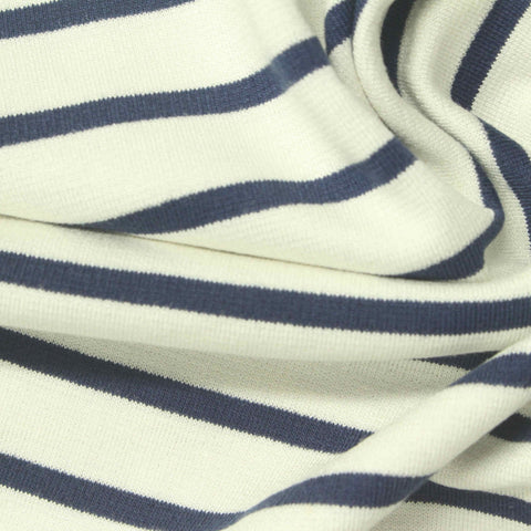 Dark Blue Stripes Ponte Knit, Polyester