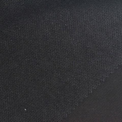 Cotton Polyester French Terry Fabric, 300 gsm, 185 cm — Black, ref EF-274251