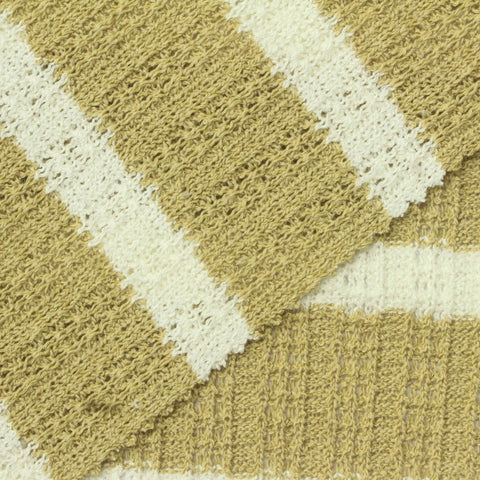 Cream Horizontal-Stripe Rib Knit, Poly-Viscose, 300 gsm