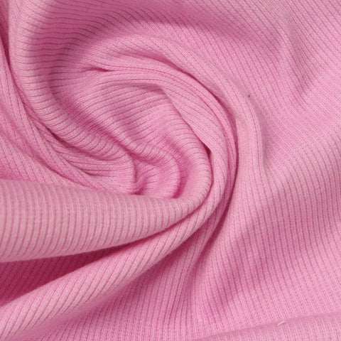 Cotton Polyester Stretch Rib Knit Fabric, 215 gsm, 130 cm — Pink