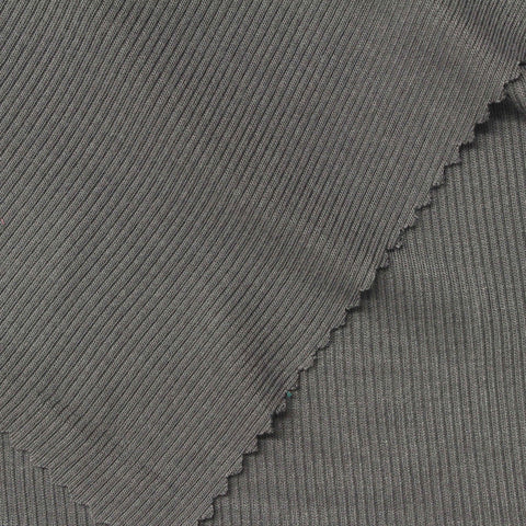 Modal Stretch Rib Knit Fabric, 180 gsm — Grey
