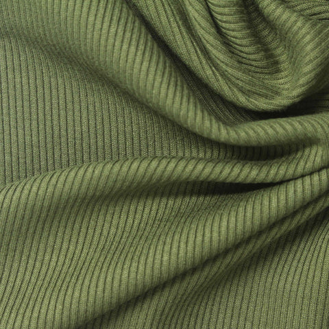 Viscose Stretch Rib Knit Fabric, 260 gsm, 150 cm — Green, ref EF-253608