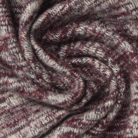 Burgundy Marl Jersey Knit, Viscose-Poly