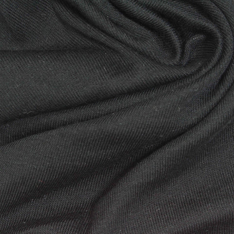 Cotton Tencel Lyocell Stretch Rib Knit Fabric, 170 gsm, 160 cm — Black