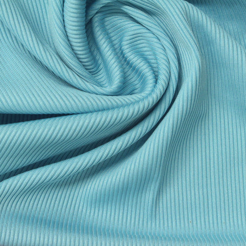 Polyester Stretch Rib Knit Fabric, 250 gsm, 120 cm — Blue