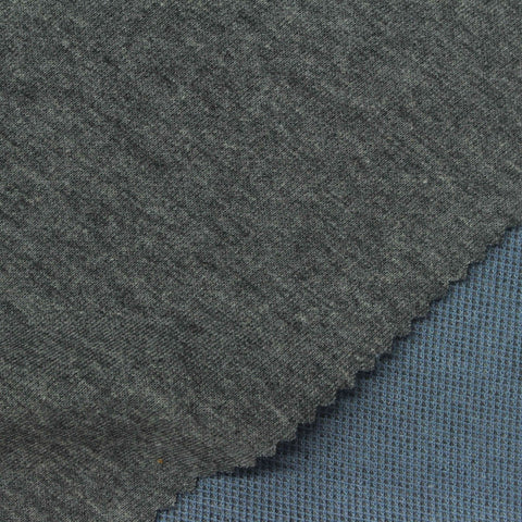 Heather Cotton Polyester Interlock Knit Fabric, 170 gsm, 173 cm — Blue