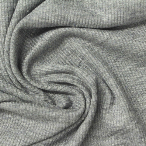 Heather Grey Marl Rib Knit, Viscose, 240 gsm