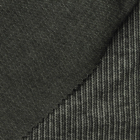 Jacquard Polyester Stretch Interlock Knit Fabric, 220 gsm, 185 cm — Black