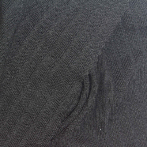 Polyester Viscose Stretch Rib Knit Fabric, 253 gsm, 182 cm — Black