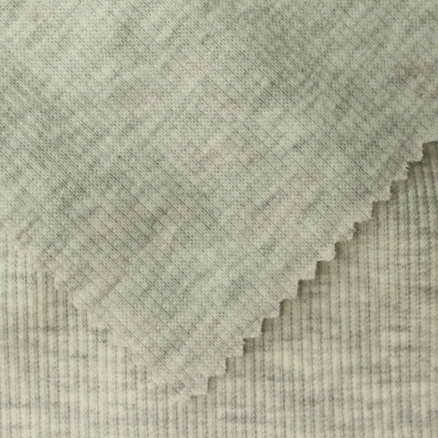 Grey Heather Rib Knit, Poly-Cotton
