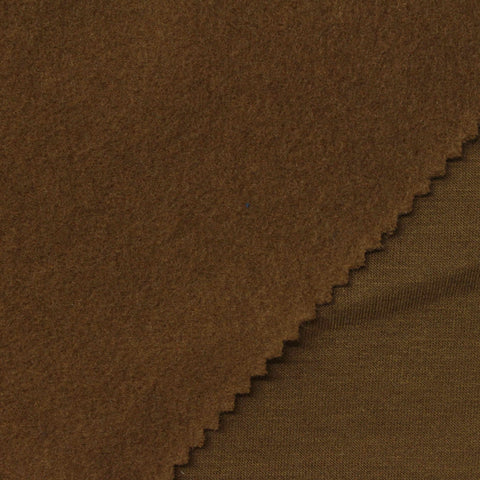 Brushed Polyester Modal Stretch French Terry Fabric, 246 gsm, 163 cm — Brown