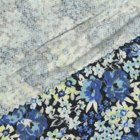 Blue Floral Linen-Look, Viscose