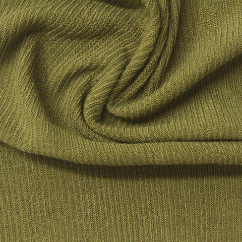 Olive Rib Knit, Poly-Viscose