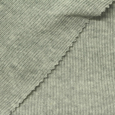 Sage Heather Rib Knit, Cotton