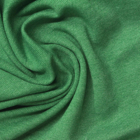 Green Marl Rib Knit, Cotton-Poly, 230 gsm