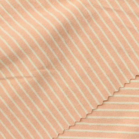 Peach Horizontal-Stripe Velvet, Polyester