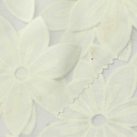 Off-White Floral Jacquard, Viscose-Poly