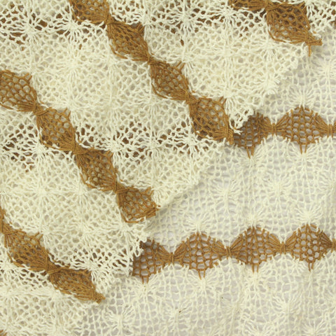 Cream Geometric Chunky Knit, Poly-Cotton, 170 gsm