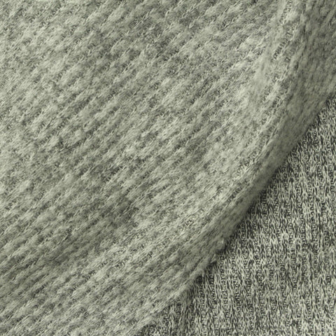 Heathered Grey Marl Rib Knit, Poly-Viscose, 185 gsm, 160 cm