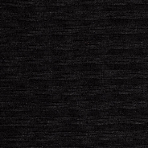 Polyester Viscose Stretch Rib Knit Fabric, 252 gsm — Black