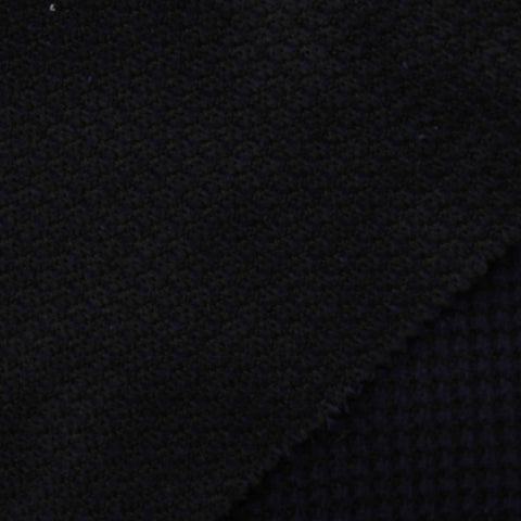 Dark Blue Geometric Rib Knit, Poly-Cotton