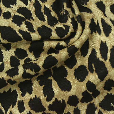 Black Leopard Interlock Knit, Poly-Nylon