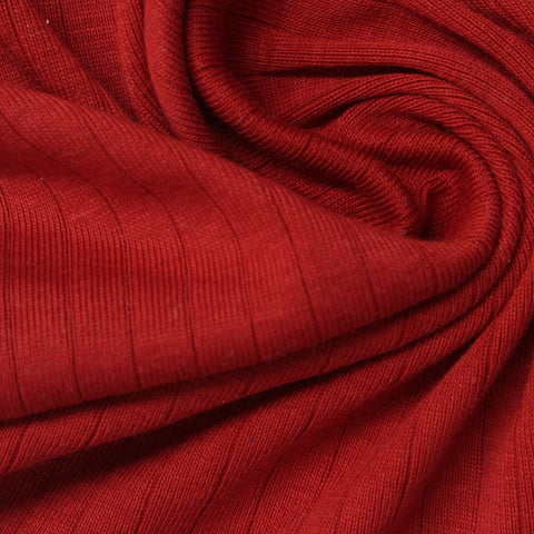 100% Cotton Rib Knit Fabric, 225 gsm, 175 cm — Red