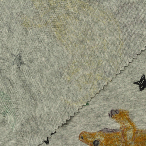 Green Cartoon-Dinosaur Rib Knit, Cotton