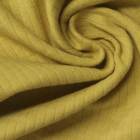 Cotton Stretch Rib Knit Fabric, 235 gsm — Khaki