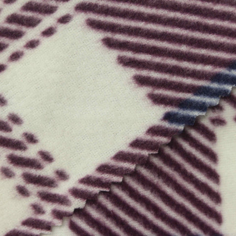White Diagonal-Plaid Fleece, Polyester