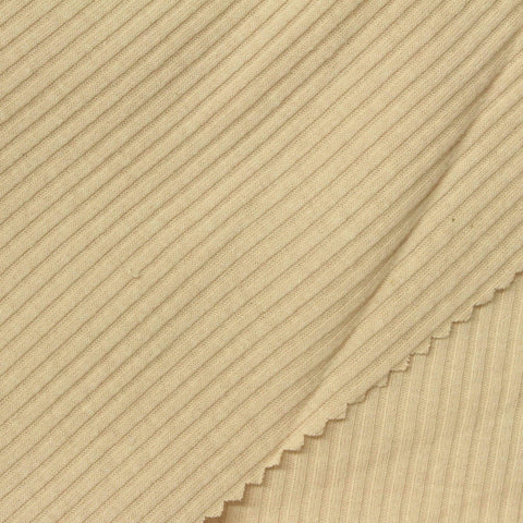 Polyester Cotton Rib Knit Fabric, 180 gsm, 153 cm — Beige