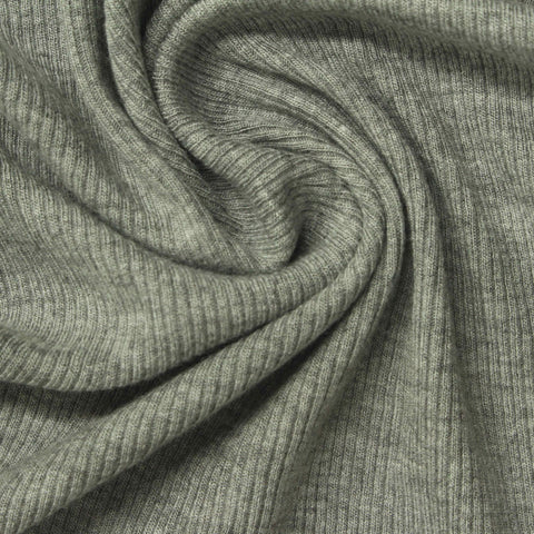 Heather Grey Marl Rib Knit, Viscose