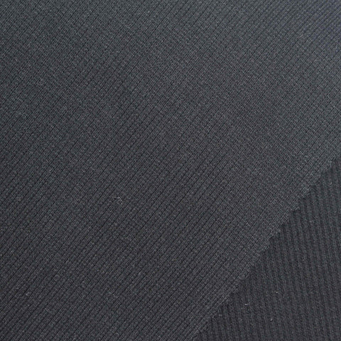 Cotton Polyester Stretch Rib Knit Fabric, 350 gsm — Navy, ref EF-273037