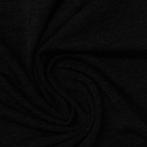 Viscose Acrylic Stretch Jersey Knit Fabric, 175 gsm, 170 cm — Black