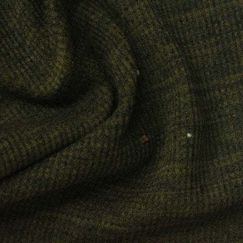 Dark Green Marl Waffle Knit, Cotton-Poly