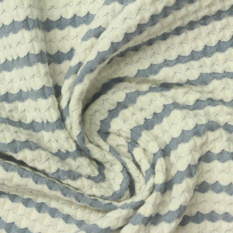 Cream Horizontal-Stripe Jersey Knit, Poly-Cotton