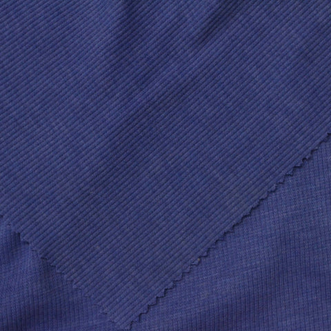 Polyester Stretch Rib Knit Fabric, 326 gsm — Blue