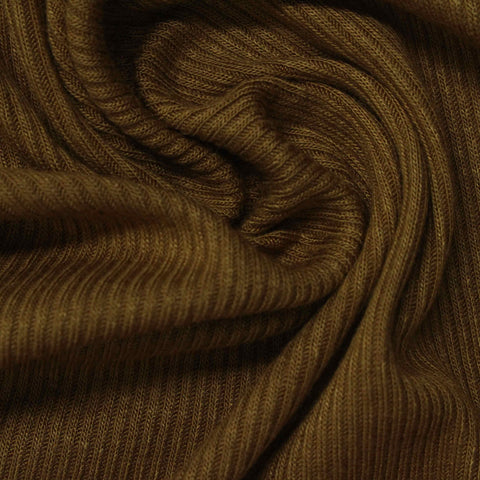 Printed Viscose Stretch Rib Knit Fabric, 280 gsm, 125 cm — Khaki