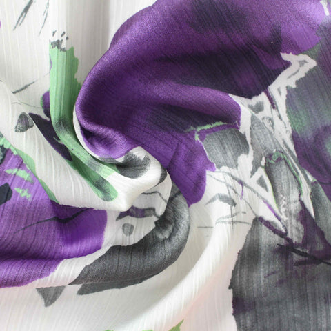 Purple Floral Satin, Polyester