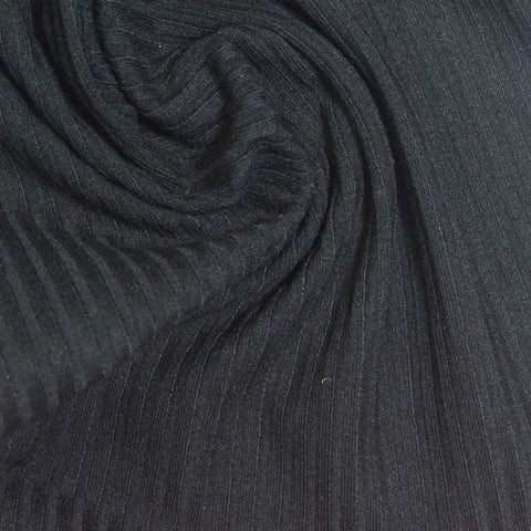 White Pinstripe Rib Knit, Poly-Viscose